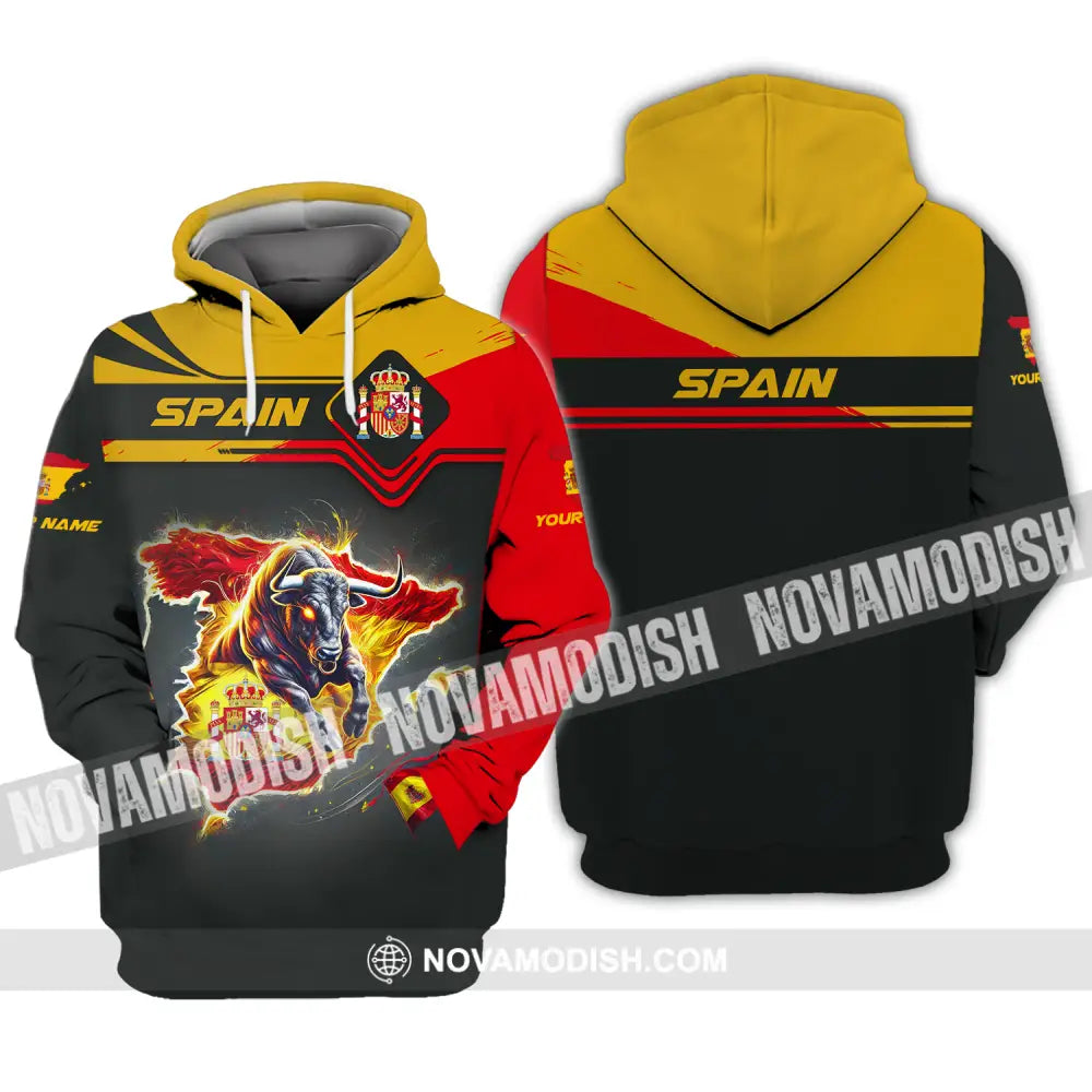 Unisex Shirt - Custom Name Spain Team Lover Shirt Spain Map Hoodie / S T-shirt