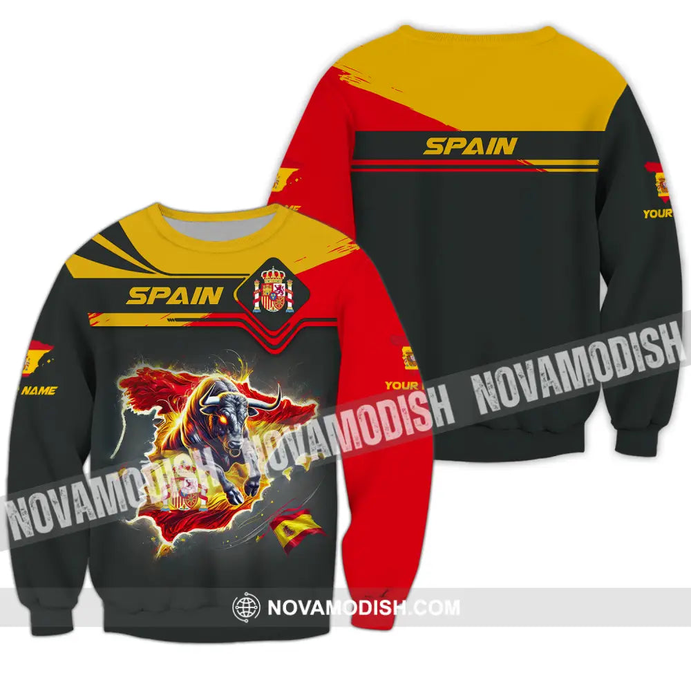Unisex Shirt - Custom Name Spain Team Lover Shirt Spain Map Long Sleeve / S T-shirt