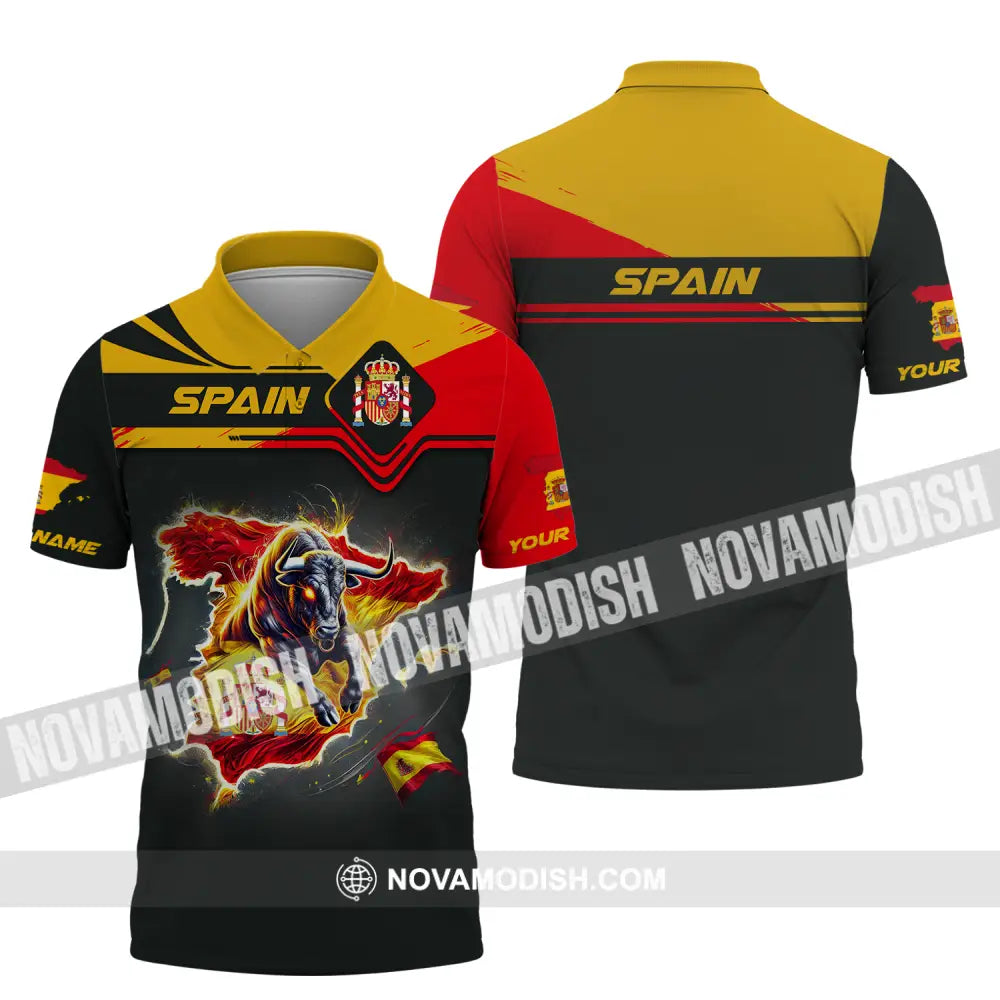Unisex Shirt - Custom Name Spain Team Lover Shirt Spain Map Polo Shirt / S T-shirt