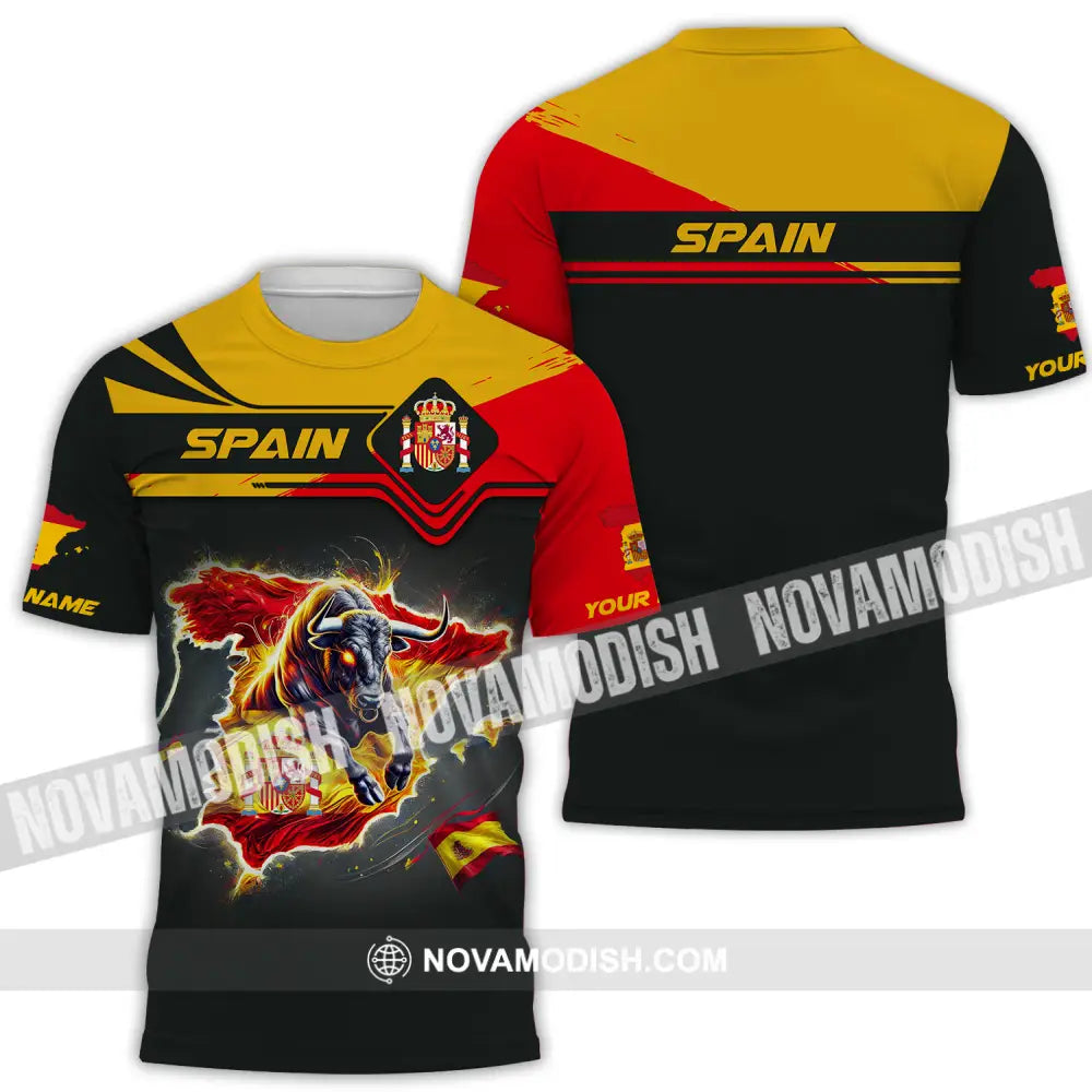 Unisex Shirt - Custom Name Spain Team Lover Shirt Spain Map T-Shirt / S T-shirt