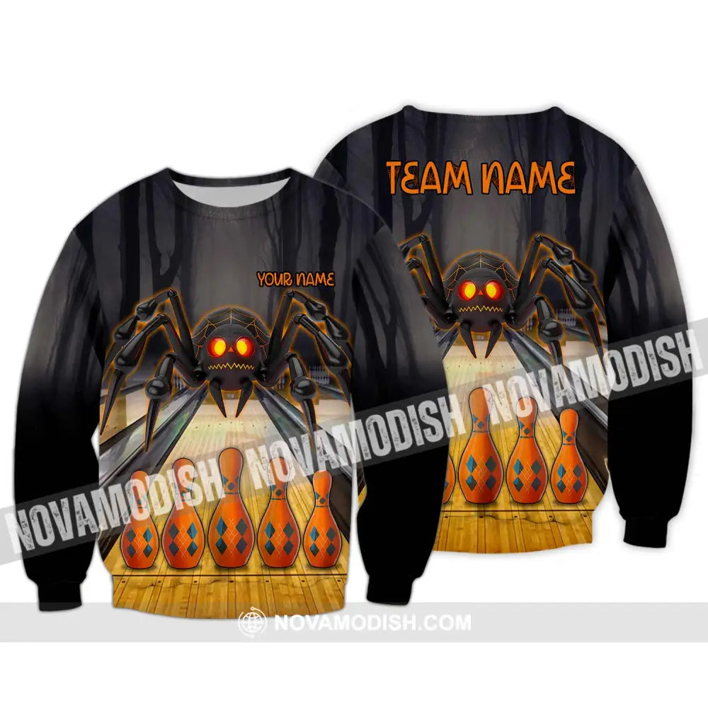 Unisex Shirt - Custom Name Spider Bowling Shirt Long Sleeve / S T-shirt