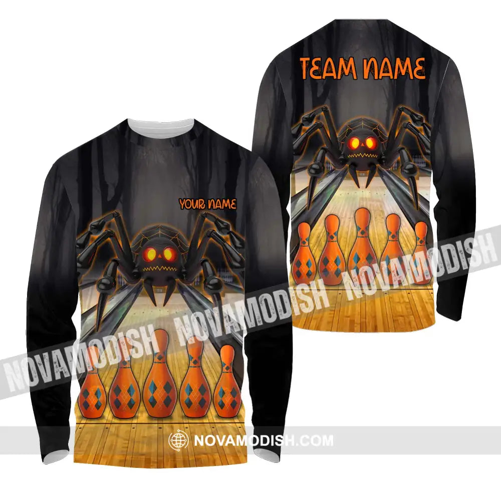 Unisex Shirt - Custom Name Spider Bowling Shirt Long Sleeve Shirt / S T-shirt