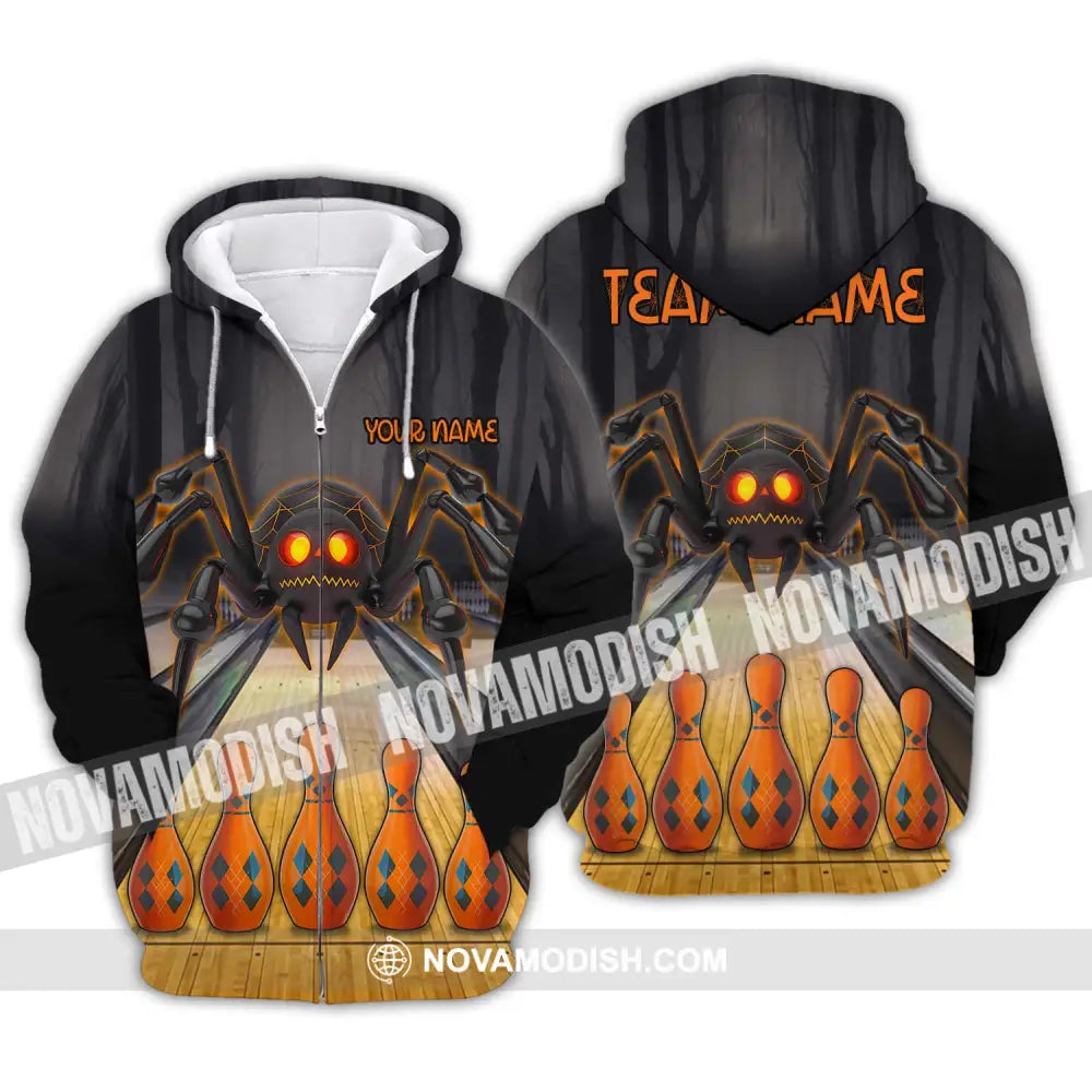 Unisex Shirt - Custom Name Spider Bowling Shirt Zipper Hoodie / S T-shirt