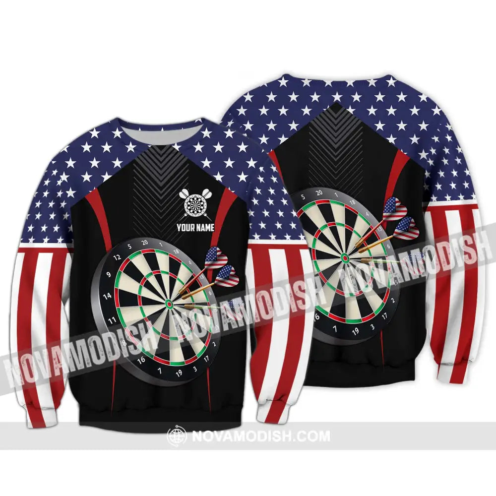 Unisex Shirt - Custom Name Sport Shirt America Darts Long Sleeve / S T-shirt