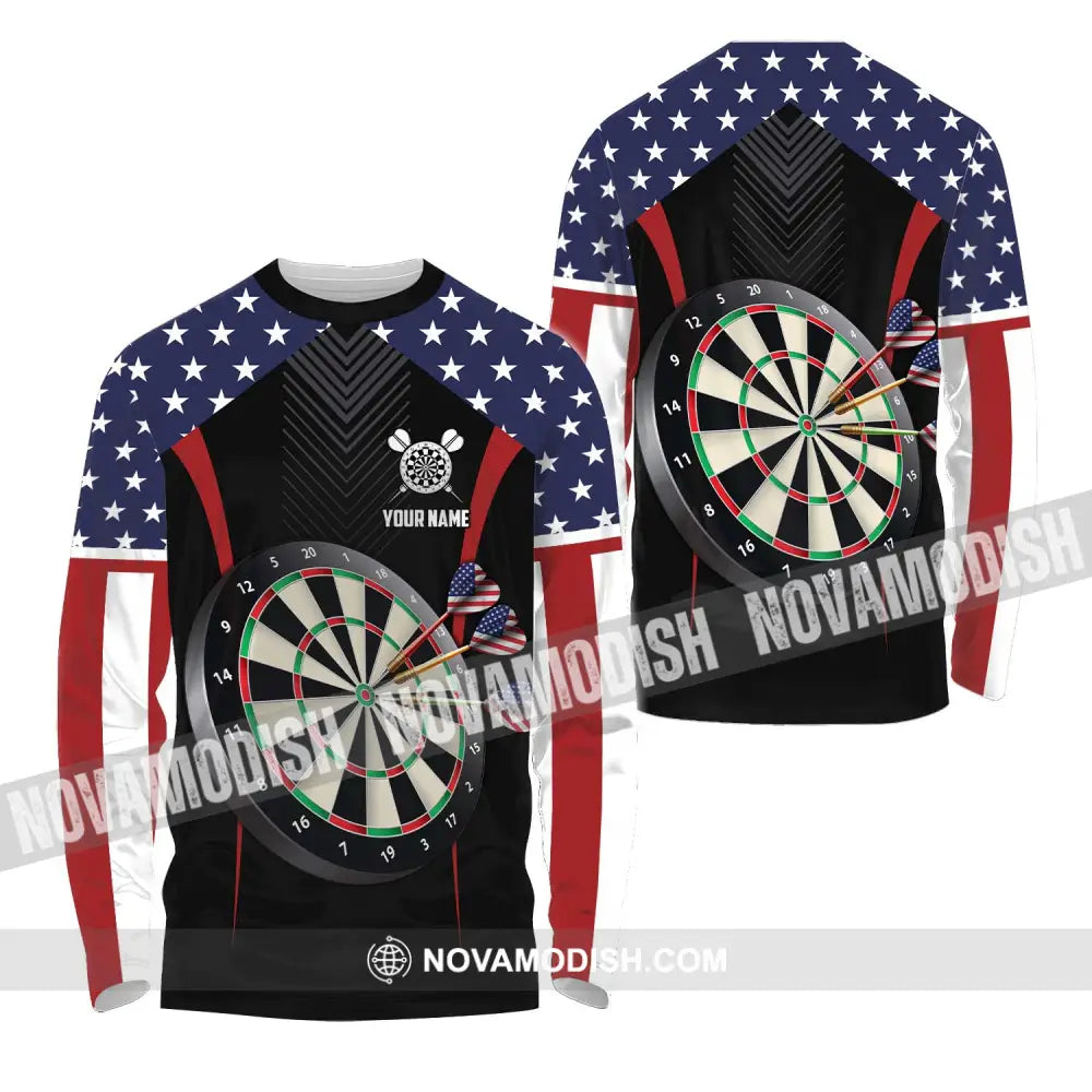 Unisex Shirt - Custom Name Sport Shirt America Darts Long Sleeve Shirt / S T-shirt