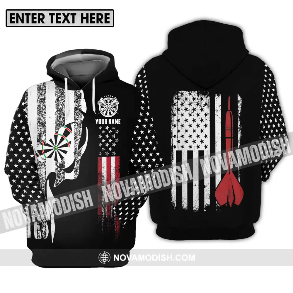 Unisex Shirt - Custom Name Sport Shirt America Flag Darts Hoodie / S T-shirt