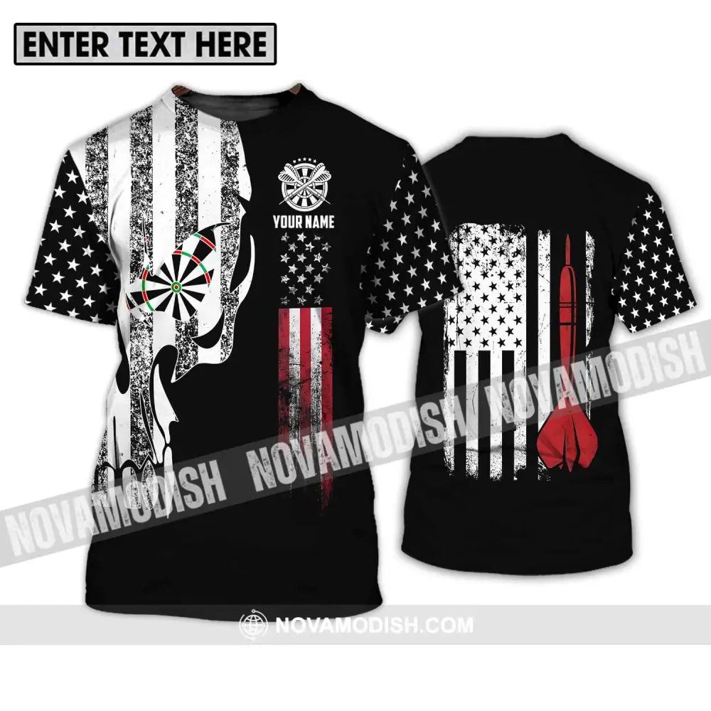 Unisex Shirt - Custom Name Sport Shirt America Flag Darts T-Shirt / S T-shirt