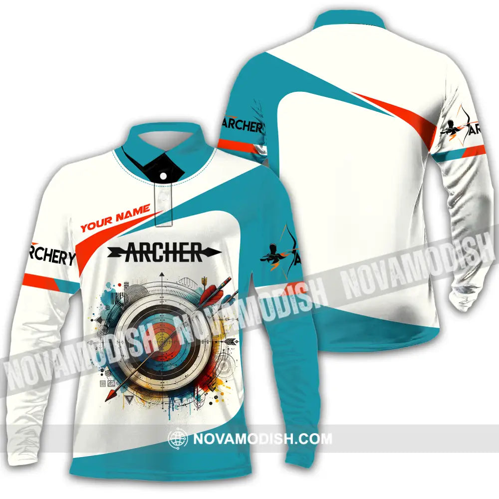 Unisex Shirt - Custom Name Sport Shirt Archery Classic Long Sleeve Polo / S T-shirt