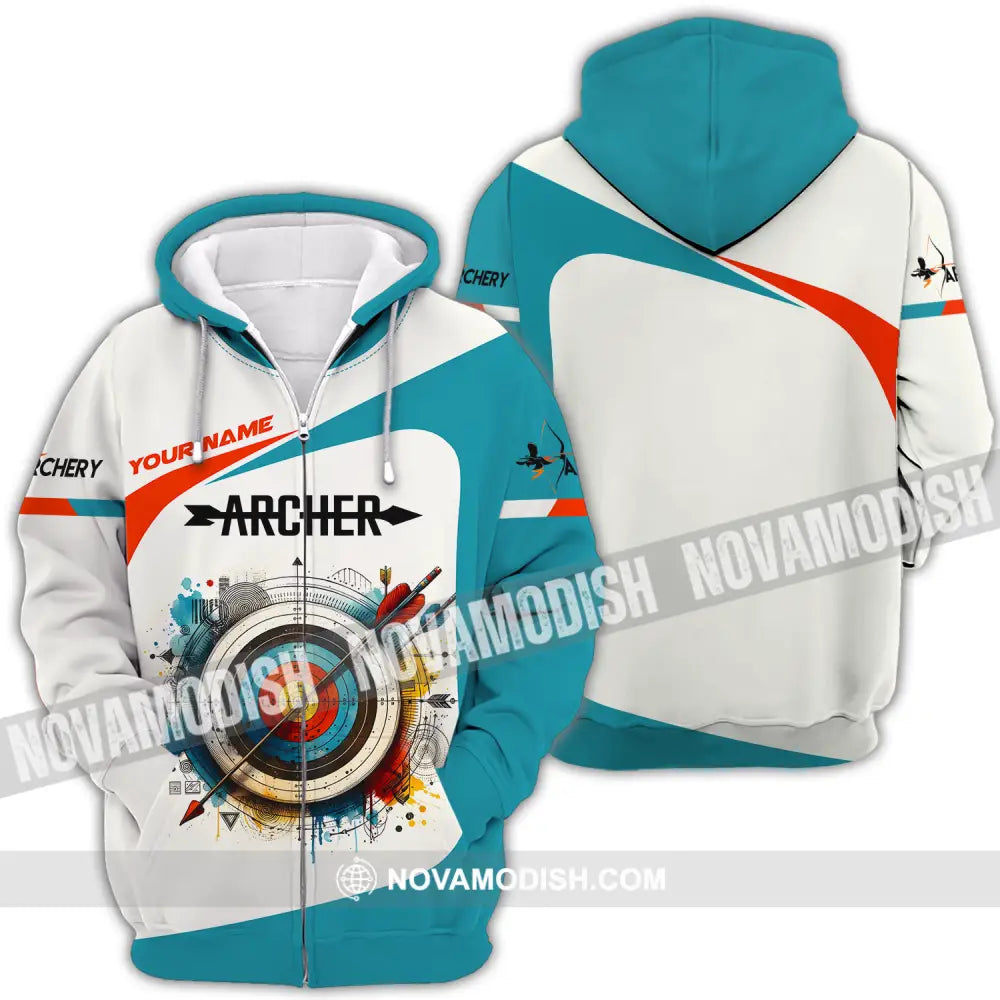 Unisex Shirt - Custom Name Sport Shirt Archery Classic Zipper Hoodie / S T-shirt