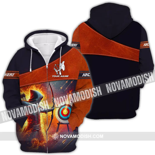 Unisex Shirt - Custom Name Sport Shirt Archery Lover Zipper Hoodie / S T-shirt