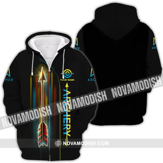 Unisex Shirt - Custom Name Sport Shirt Archery Player Zipper Hoodie / S T-shirt