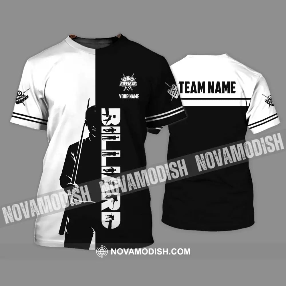 Unisex Shirt - Custom Name Sport Shirt Billiard Classic Black And White T-Shirt / S T-shirt