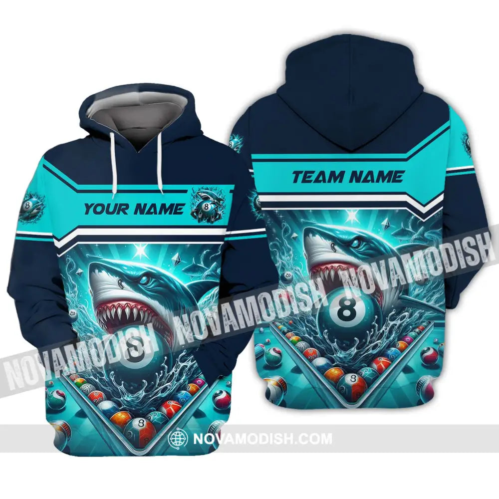 Unisex Shirt - Custom Name Sport Shirt Billiard Shark Hoodie / S T-shirt
