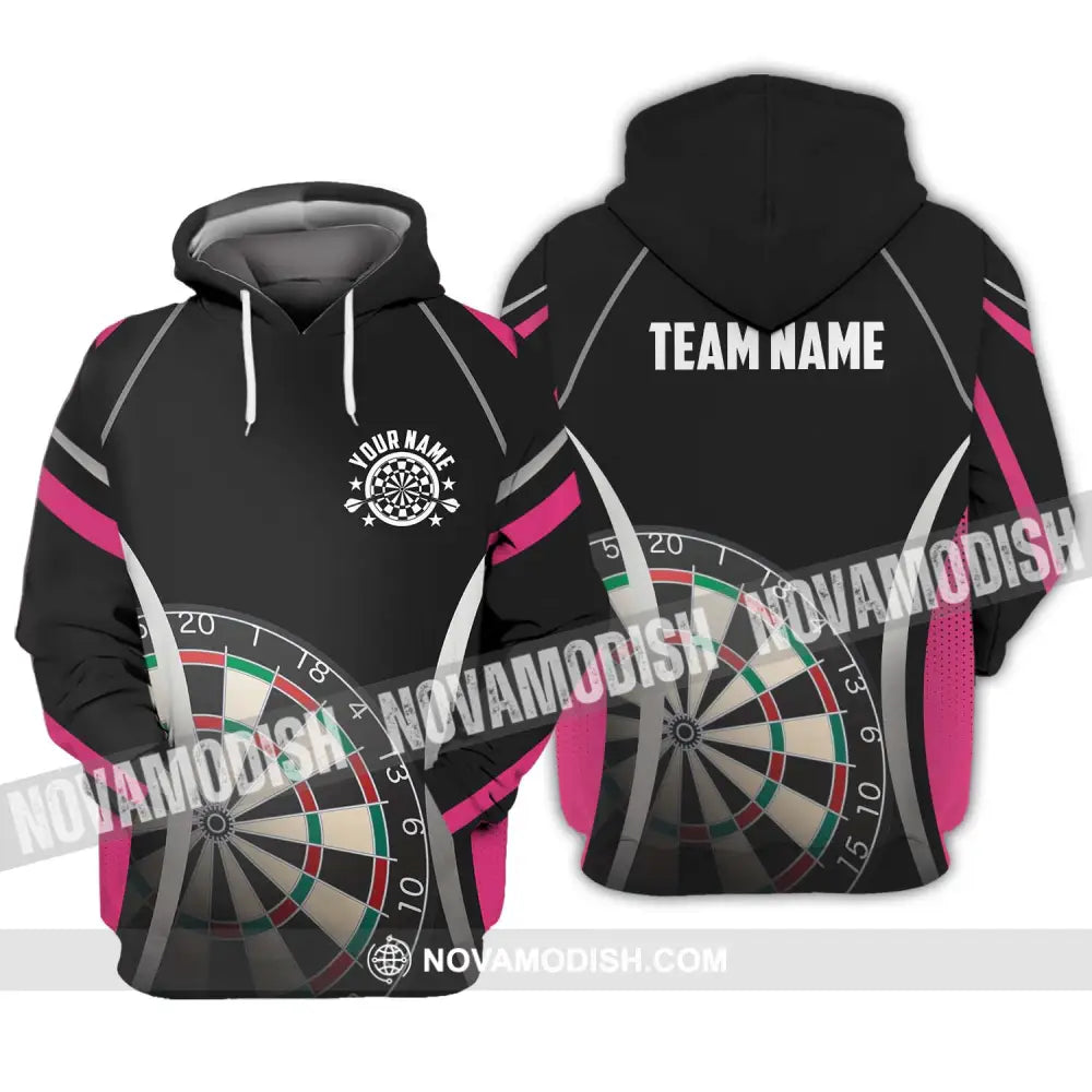 Unisex Shirt - Custom Name Sport Shirt Black Pink Darts Hoodie / S T-shirt
