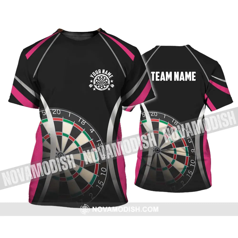 Unisex Shirt - Custom Name Sport Shirt Black Pink Darts T-Shirt / S T-shirt