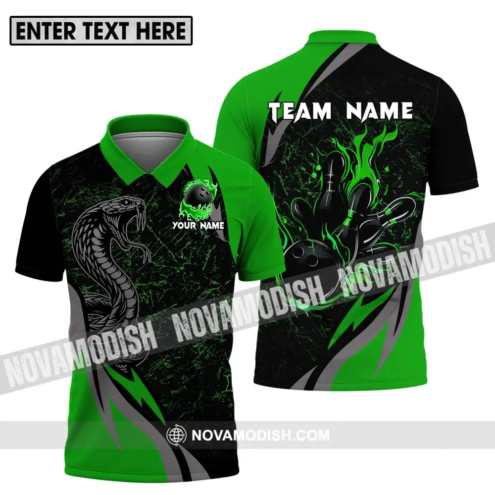 Unisex Shirt - Custom Name Sport Shirt Black Snake Bowling Polo Shirt / S T-shirt