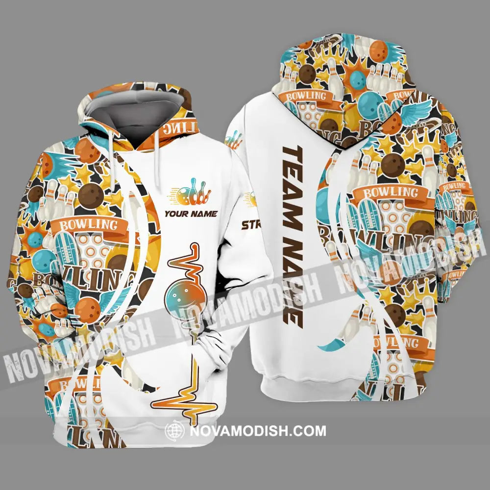 Unisex Shirt - Custom Name Sport Shirt Bowling Heartbeat Hoodie / S T-shirt