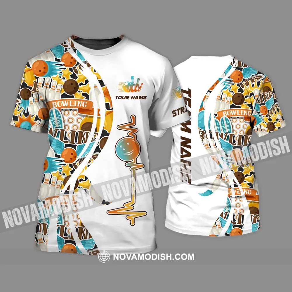 Unisex Shirt - Custom Name Sport Shirt Bowling Heartbeat T-Shirt / S T-shirt