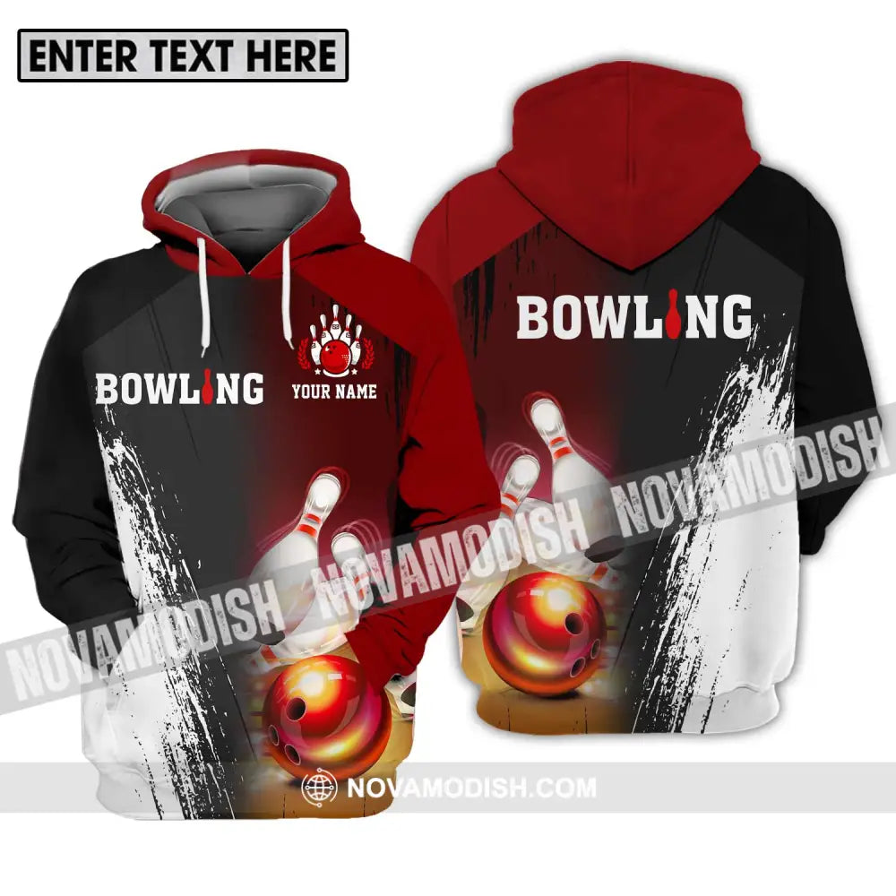 Unisex Shirt - Custom Name Sport Shirt Bowling Red Ball Hoodie / S T-shirt