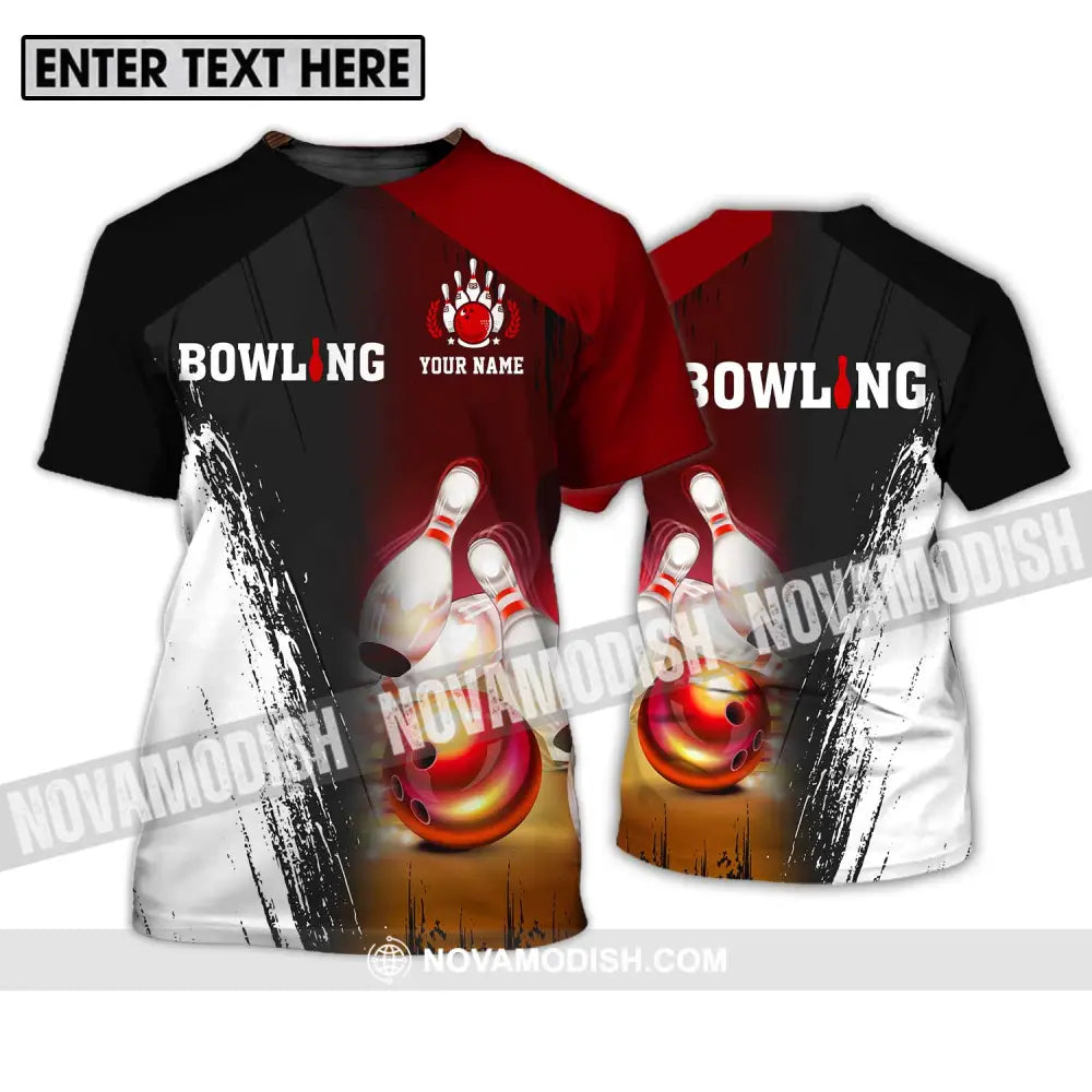 Unisex Shirt - Custom Name Sport Shirt Bowling Red Ball T-Shirt / S T-shirt