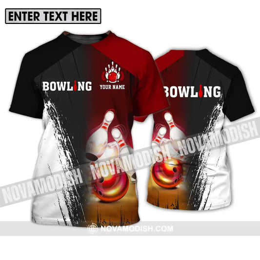 Unisex Shirt - Custom Name Sport Shirt Bowling Red Ball T-Shirt / S T-shirt