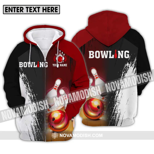 Unisex Shirt - Custom Name Sport Shirt Bowling Red Ball Zipper Hoodie / S T-shirt