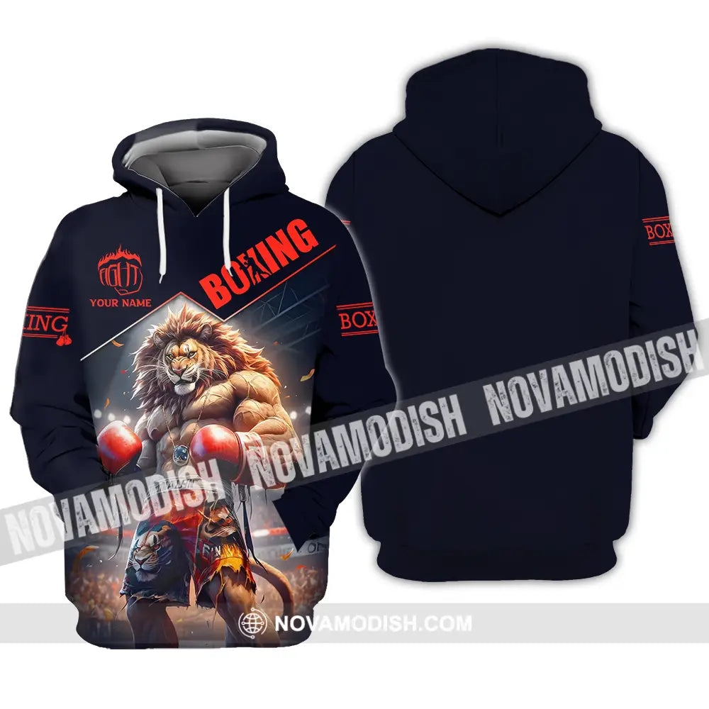 Unisex Shirt - Custom Name Sport Shirt Boxing Lion King Hoodie / S T-shirt