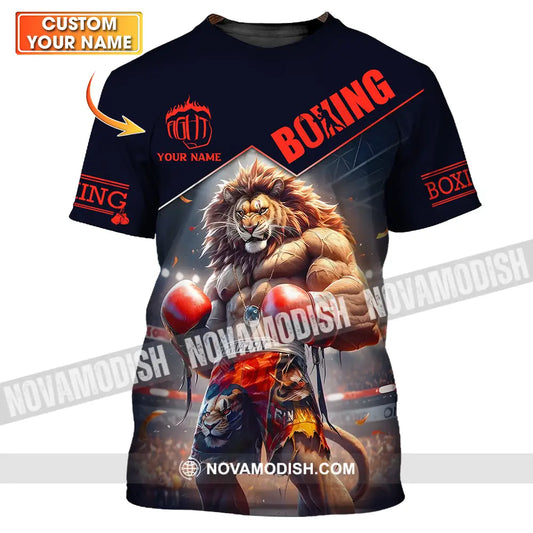 Unisex Shirt - Custom Name Sport Shirt Boxing Lion King T-shirt