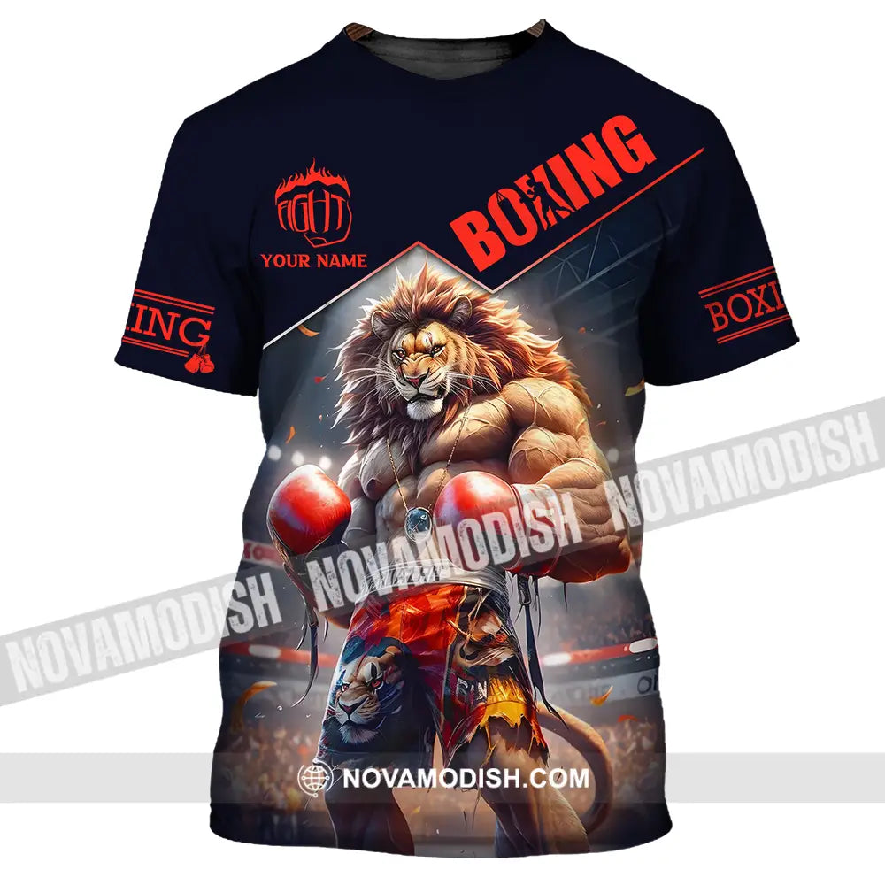 Unisex Shirt - Custom Name Sport Shirt Boxing Lion King T-Shirt / S T-shirt