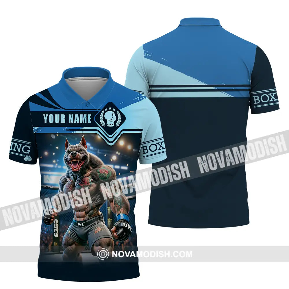 Unisex Shirt - Custom Name Sport Shirt Boxing Muscle Wolf Polo Shirt / S T-shirt