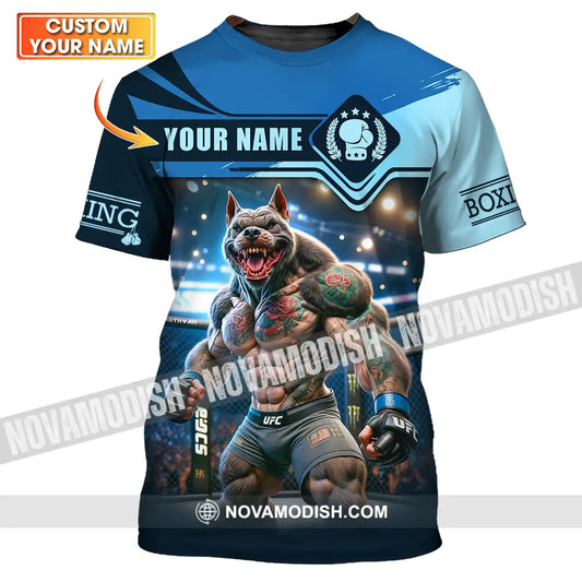 Unisex Shirt - Custom Name Sport Shirt Boxing Muscle Wolf T-shirt
