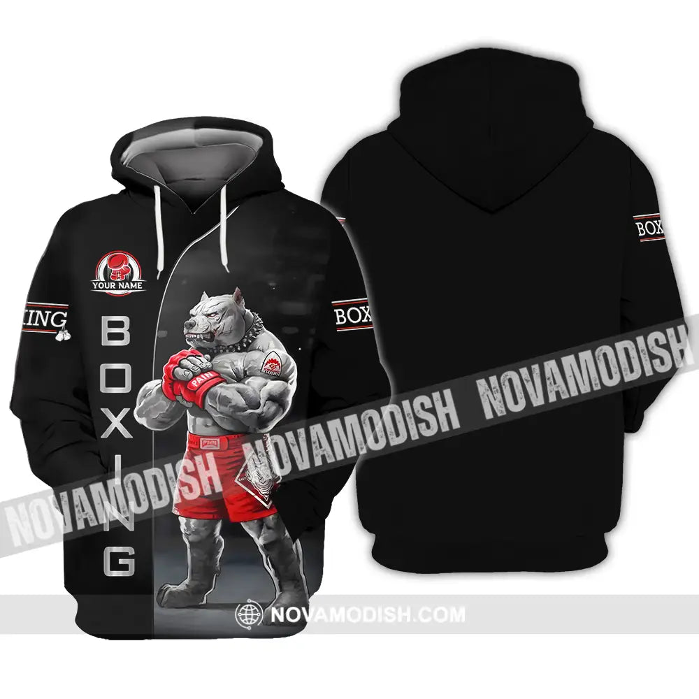 Unisex Shirt - Custom Name Sport Shirt Boxing Pitbull Dog Hoodie / S T-shirt