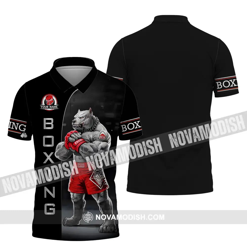 Unisex Shirt - Custom Name Sport Shirt Boxing Pitbull Dog Polo Shirt / S T-shirt