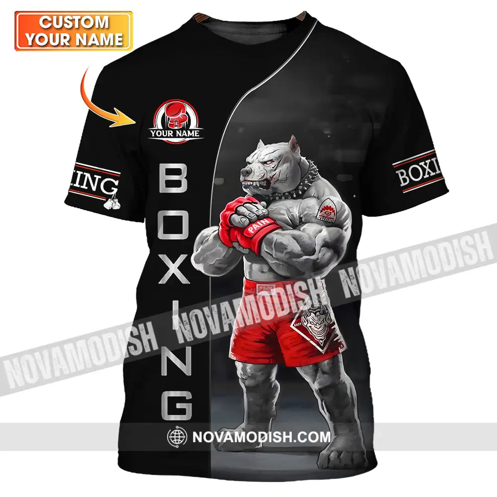Unisex Shirt - Custom Name Sport Shirt Boxing Pitbull Dog T-shirt