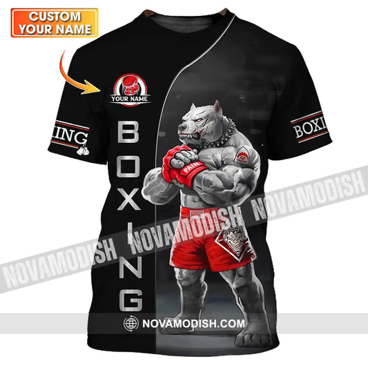 Unisex Shirt - Custom Name Sport Shirt Boxing Pitbull Dog T-shirt