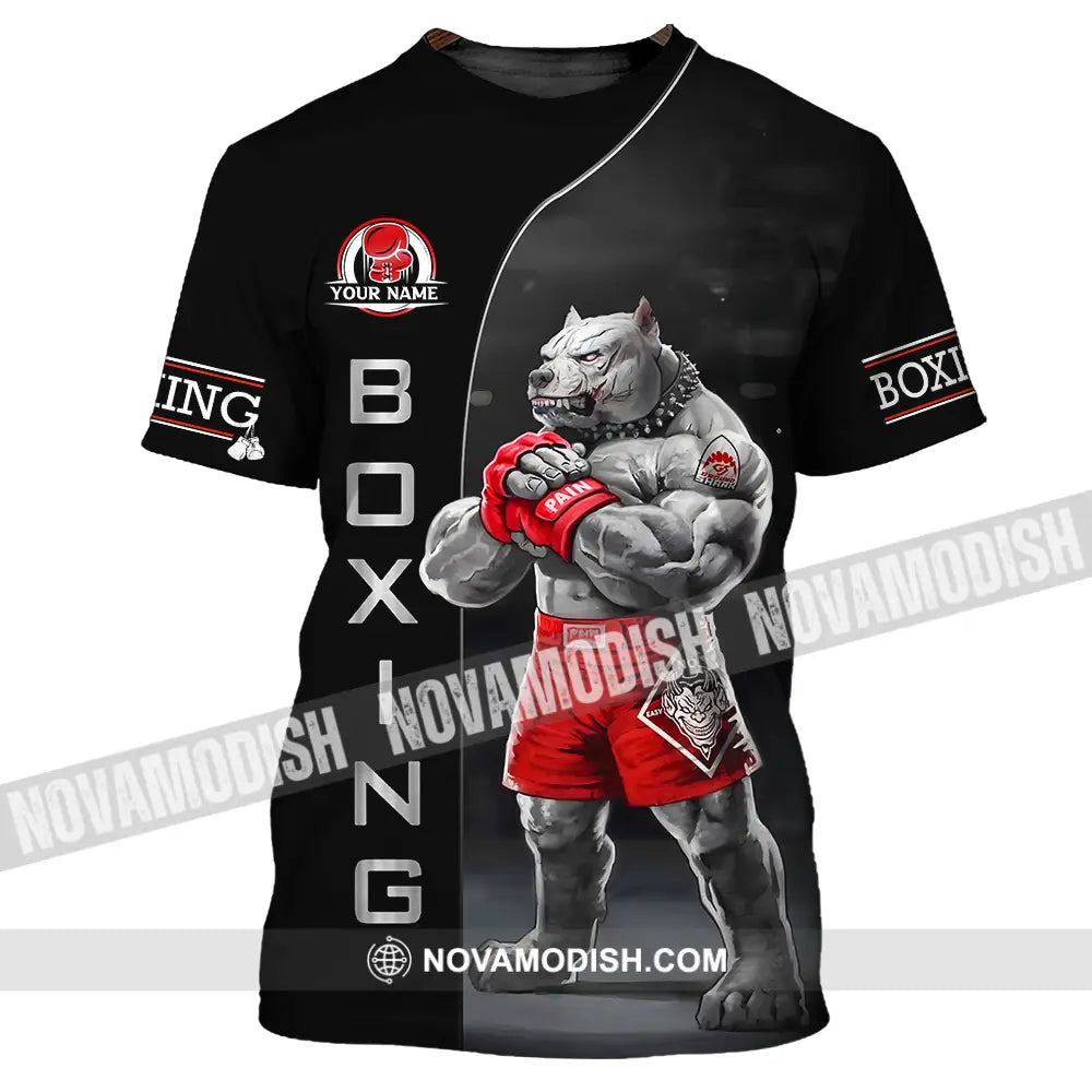 Unisex Shirt - Custom Name Sport Shirt Boxing Pitbull Dog T-Shirt / S T-shirt