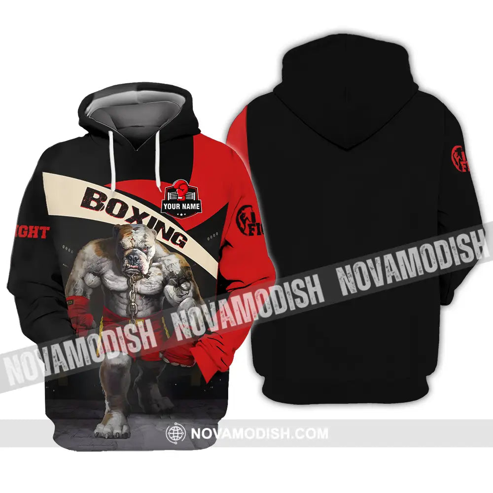 Unisex Shirt - Custom Name Sport Shirt Boxing Pitbull King Hoodie / S T-shirt
