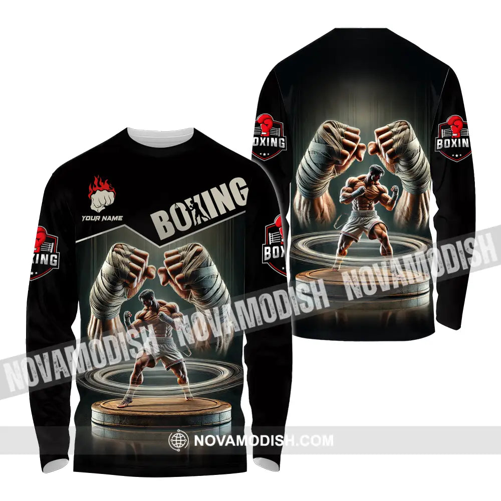 Unisex Shirt - Custom Name Sport Shirt Boxing Player Boxing Lover Long Sleeve Shirt / S T-shirt
