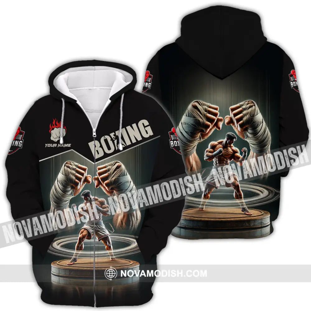 Unisex Shirt - Custom Name Sport Shirt Boxing Player Boxing Lover Zipper Hoodie / S T-shirt