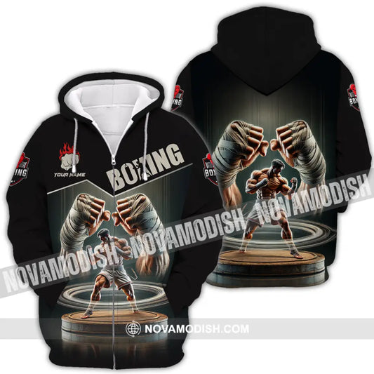 Unisex Shirt - Custom Name Sport Shirt Boxing Player Boxing Lover Zipper Hoodie / S T-shirt