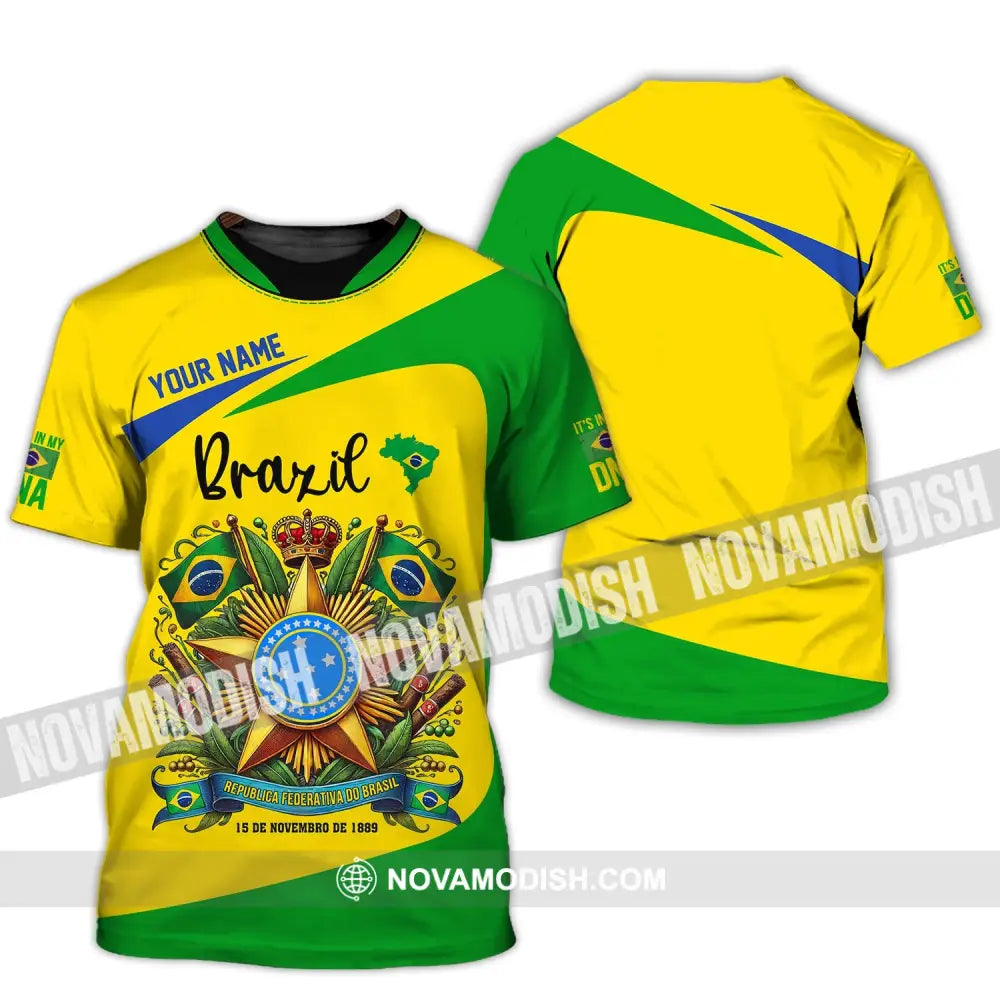 Unisex Shirt - Custom Name Sport Brazil It’s My Dna T-Shirt / S T-Shirt