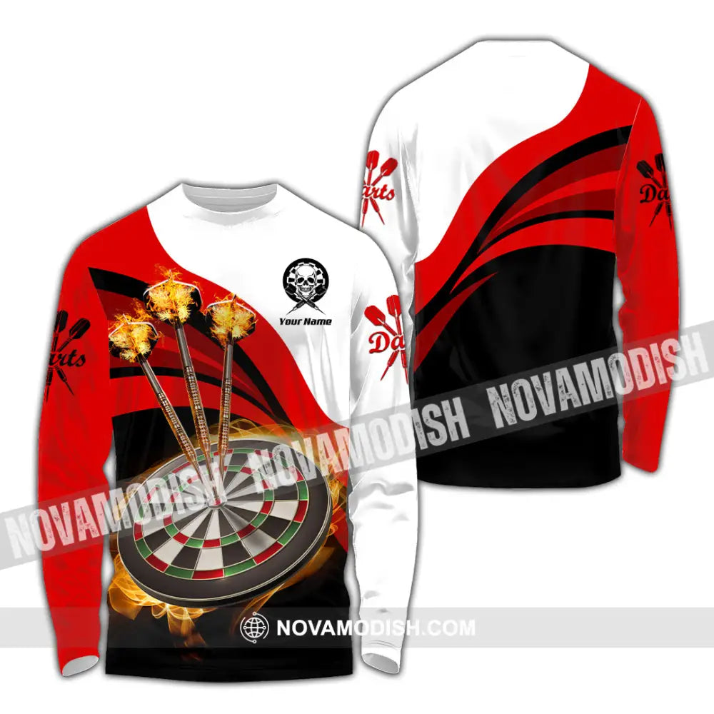 Unisex Shirt - Custom Name Sport Shirt Burning Darts Long Sleeve Shirt / S T-shirt