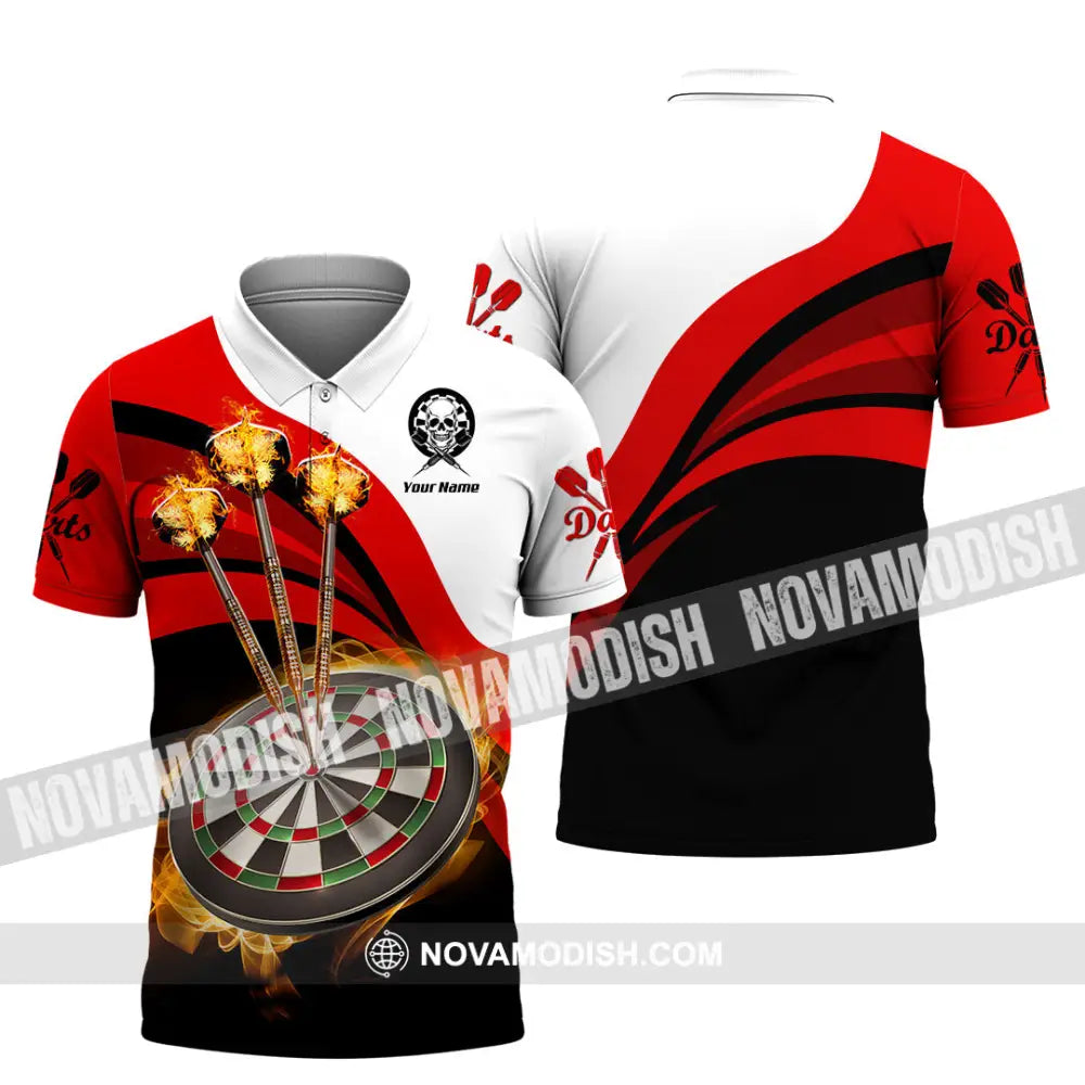 Unisex Shirt - Custom Name Sport Shirt Burning Darts Polo Shirt / S T-shirt
