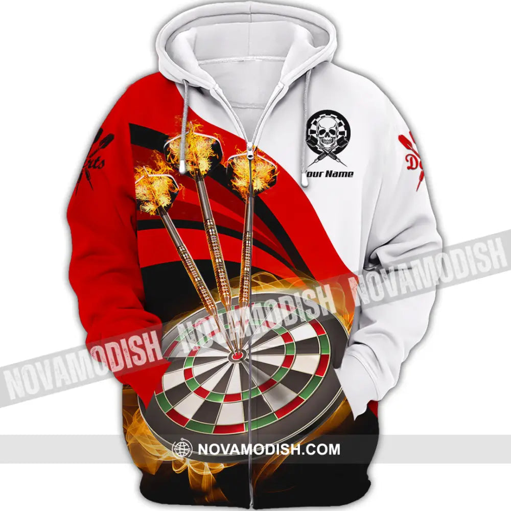 Unisex Shirt - Custom Name Sport Shirt Burning Darts Zipper Hoodie / S T-shirt