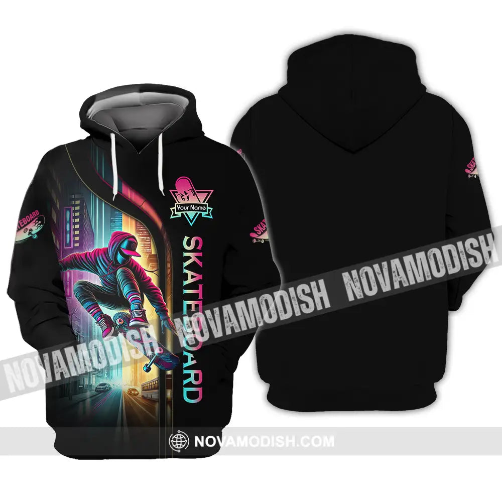 Unisex Shirt - Custom Name Sport Shirt Colorful Street Skateboard Hoodie / S T-shirt