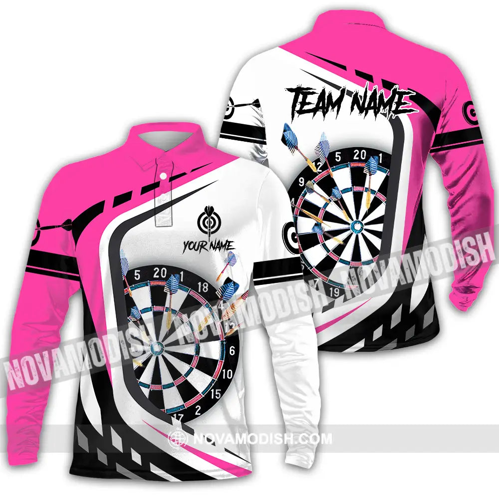 Unisex Shirt - Custom Name Sport Shirt Darts Player Long Sleeve Polo / S T-shirt