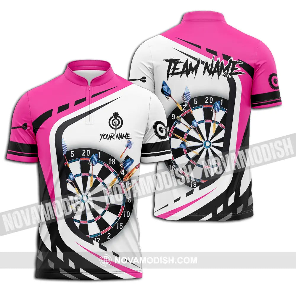 Unisex Shirt - Custom Name Sport Shirt Darts Player Zipper Polo Shirt / S T-shirt