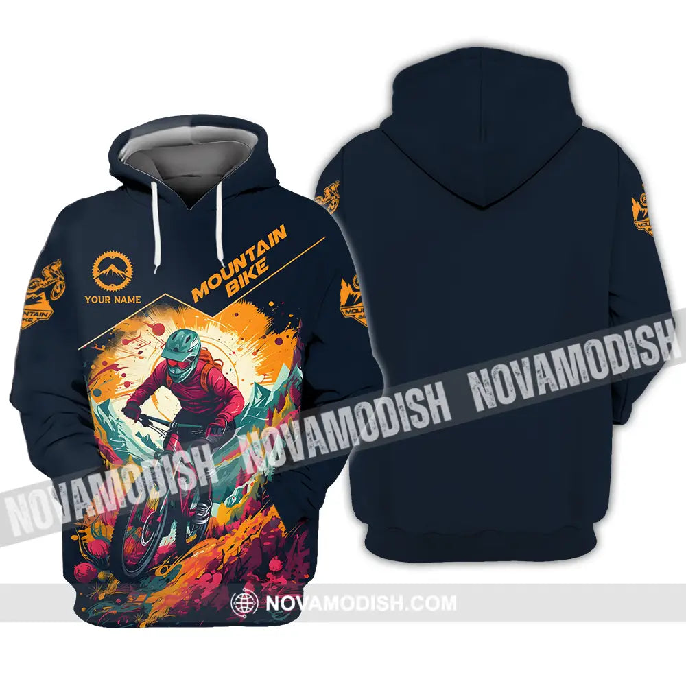 Unisex Shirt - Custom Name Sport Shirt Drawing Mountain Biker Hoodie / S T-shirt
