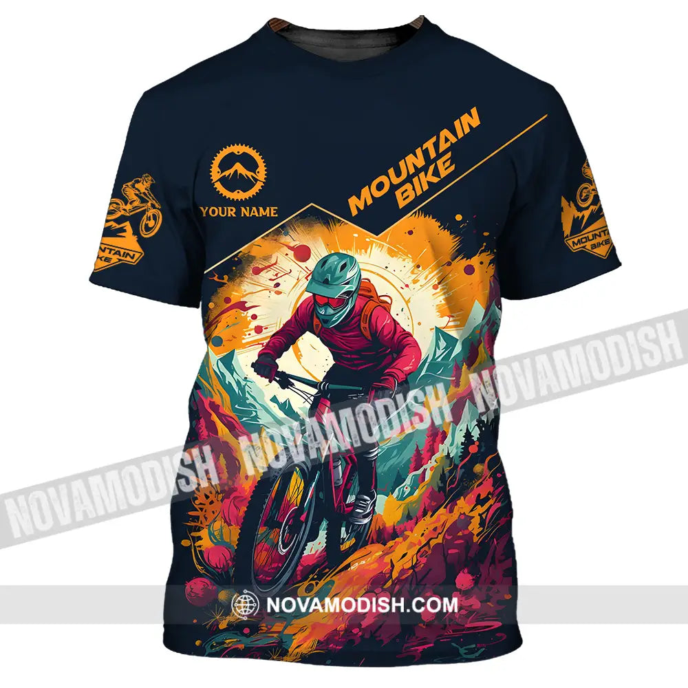 Unisex Shirt - Custom Name Sport Shirt Drawing Mountain Biker T-Shirt / S T-shirt