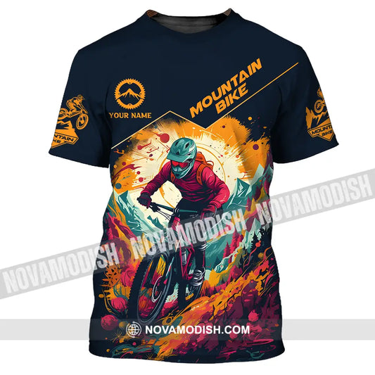 Unisex Shirt - Custom Name Sport Shirt Drawing Mountain Biker T-Shirt / S T-shirt